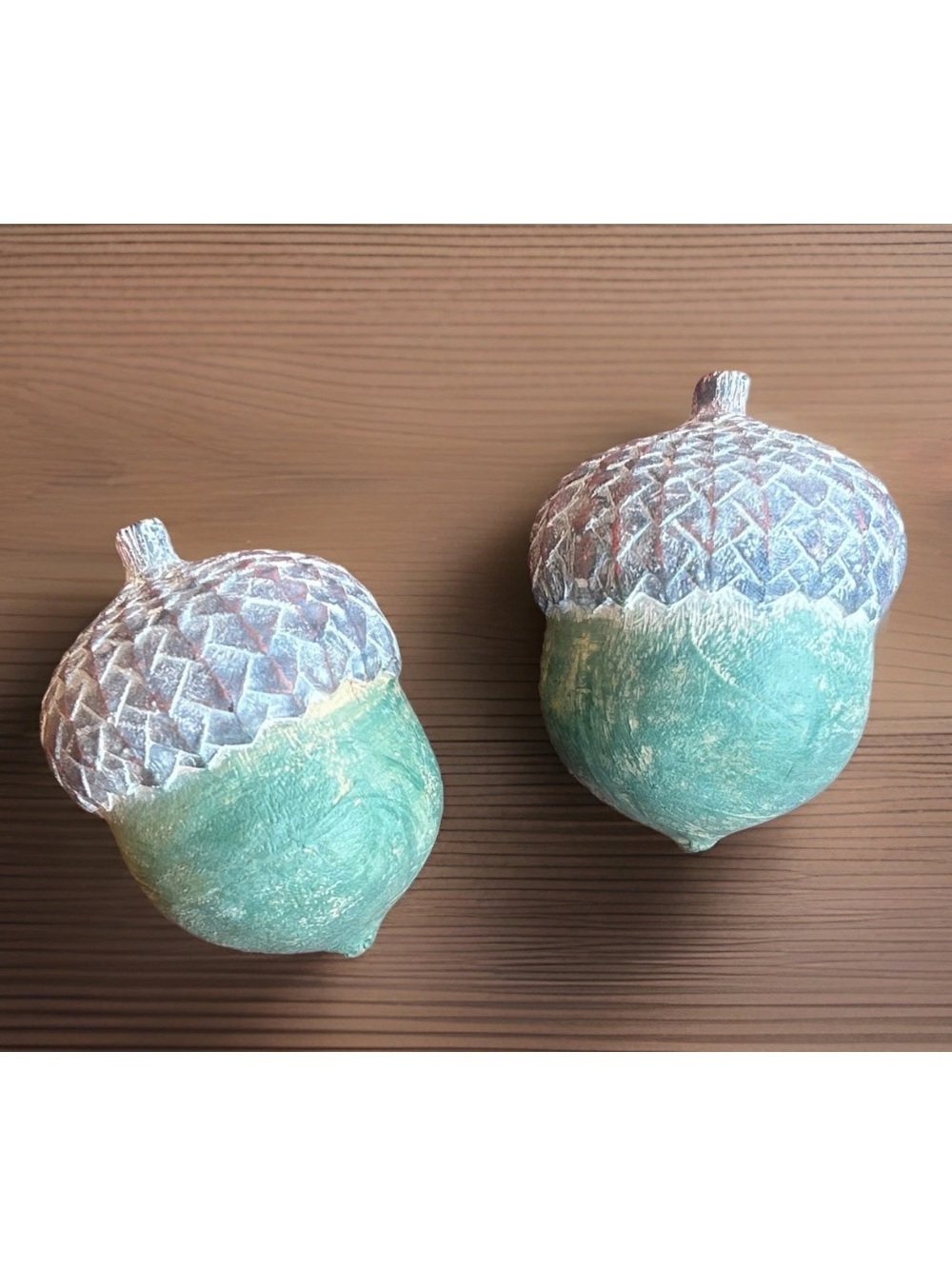 GERSON 3” Resin Acorn Figures Tabletop Decor Green/Tan/Gray SET OF 2
